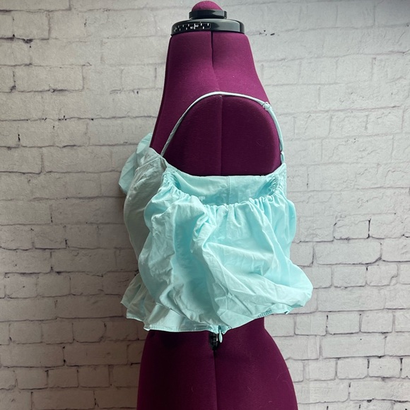 Light Blue Puff Sleeve Top - Picture 3 of 7